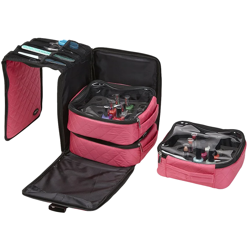 Seya 3 Piece Black Foldout Nail Polish Storage Station Set Holds 75 Bottles