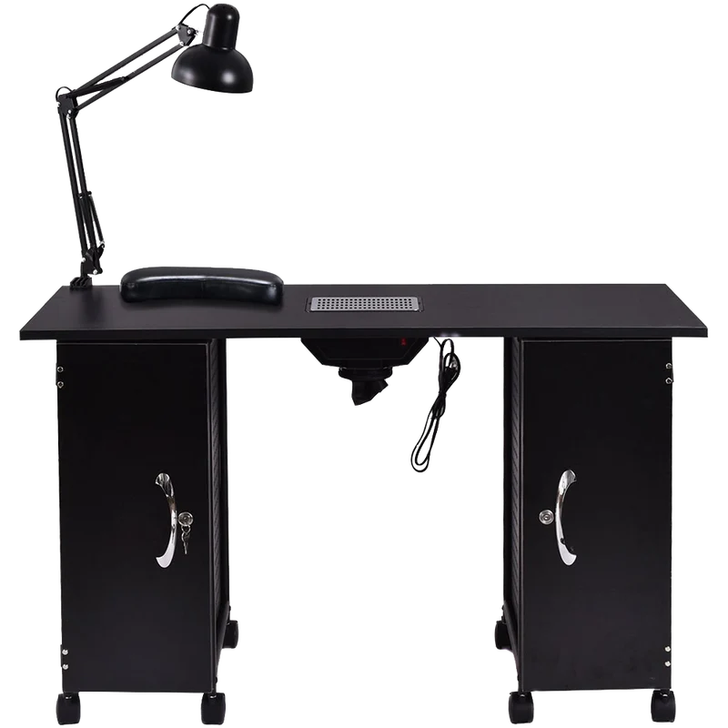Giantex Manicure Nail Table Station Black Steel Frame Beauty Spa Salon Equipment Drawer