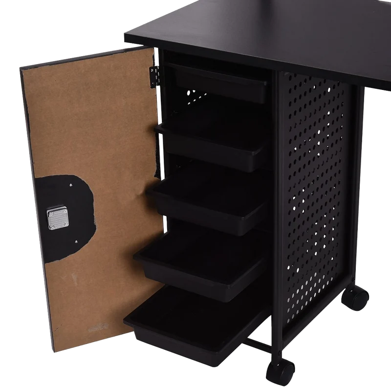 Giantex Manicure Nail Table Station Black Steel Frame Beauty Spa Salon Equipment Drawer