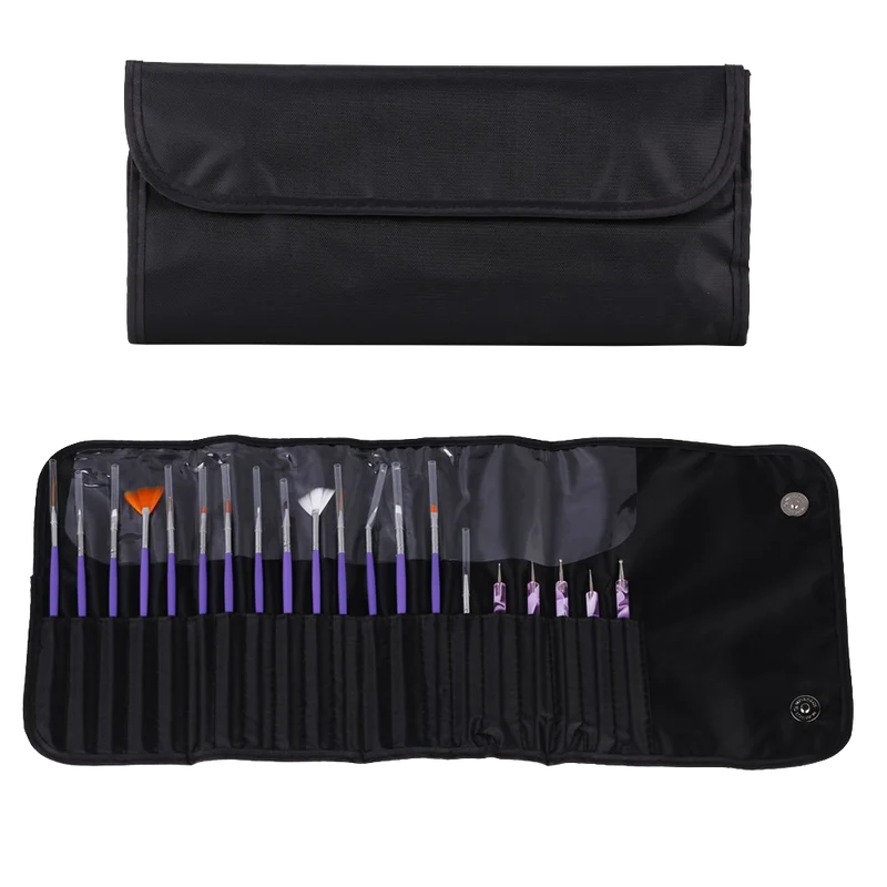 Ghb Nail Art Brushes Painting Draw Dotting Pens 24 Pieces Kit Set With Black Rollup Bag