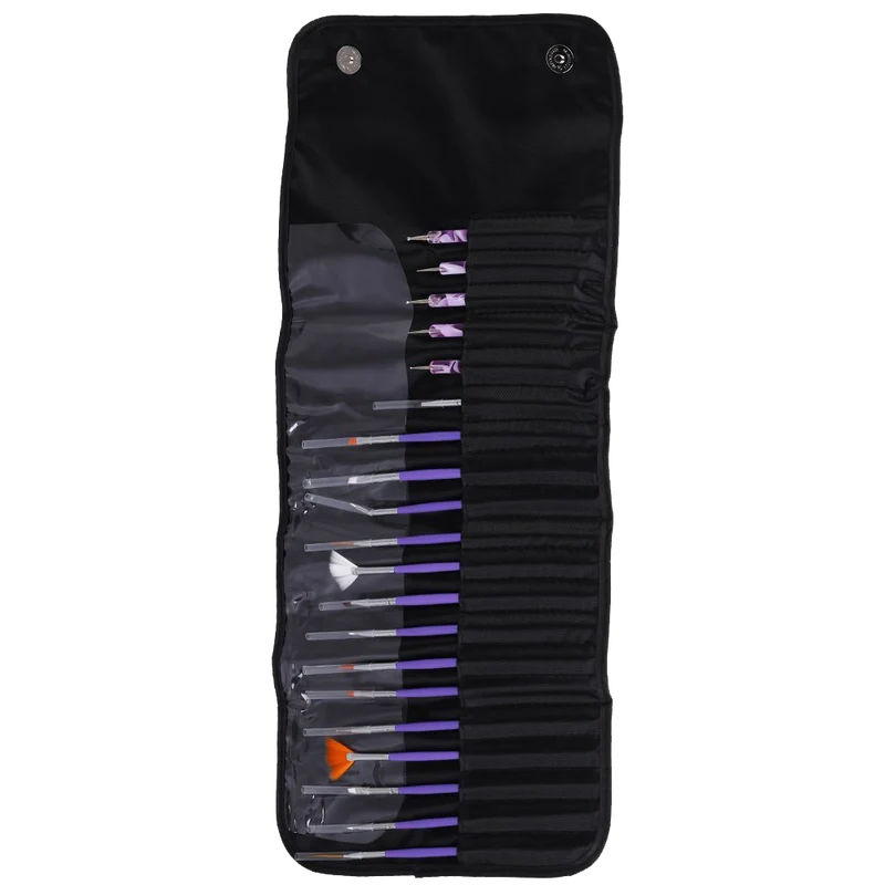 Ghb Nail Art Brushes Painting Draw Dotting Pens 24 Pieces Kit Set With Black Rollup Bag