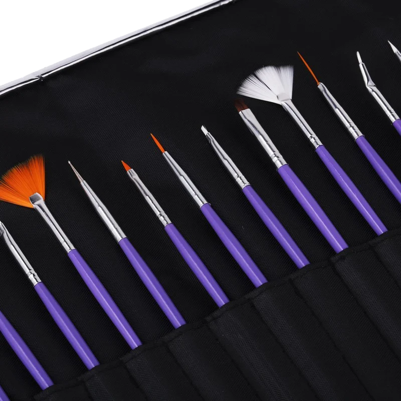 Ghb Nail Art Brushes Painting Draw Dotting Pens 24 Pieces Kit Set With Black Rollup Bag