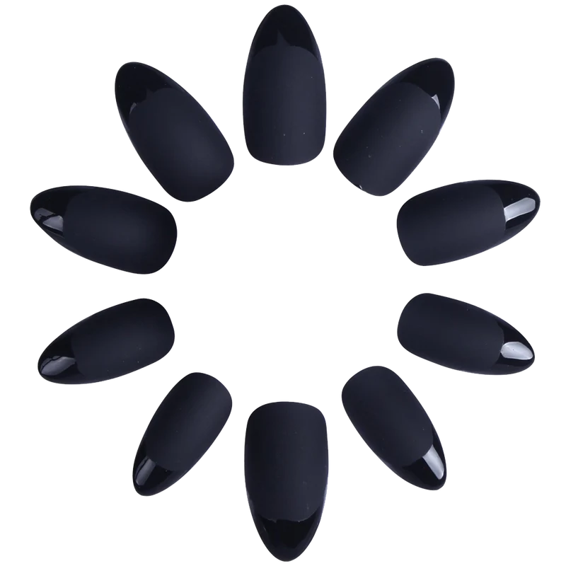 Ejiubas 24 Pcs Grey Color Matte With Glossy Finish Full Cover Talone Medium False Nail Tips