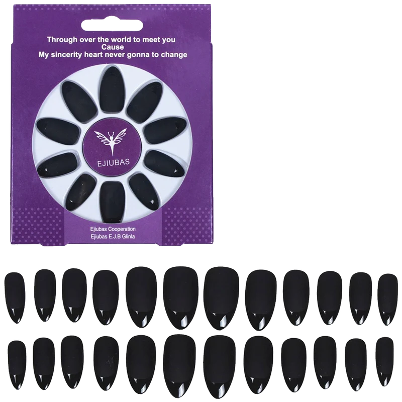 Ejiubas 24 Pcs Grey Color Matte With Glossy Finish Full Cover Talone Medium False Nail Tips