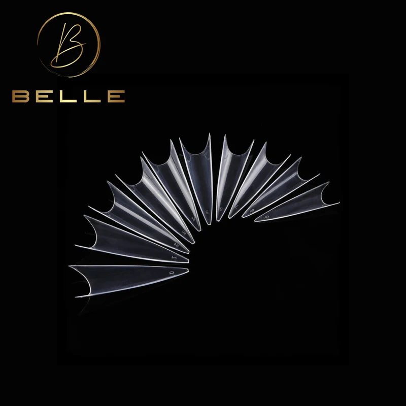 500 Premium Nail Tips - Stiletto Shaped (Clear)