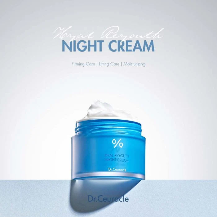Dr. Ceuracle Hyal Reyouth Night Cream, Deep Hydration Overnight Repair Moisturizer, 60g