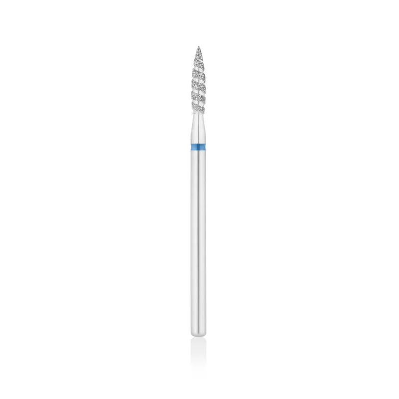 Diamant-Fräser Bit Flammen Form TORNADO scharf L- 12,0 mm., Ø2,3 mm Rot / Blau