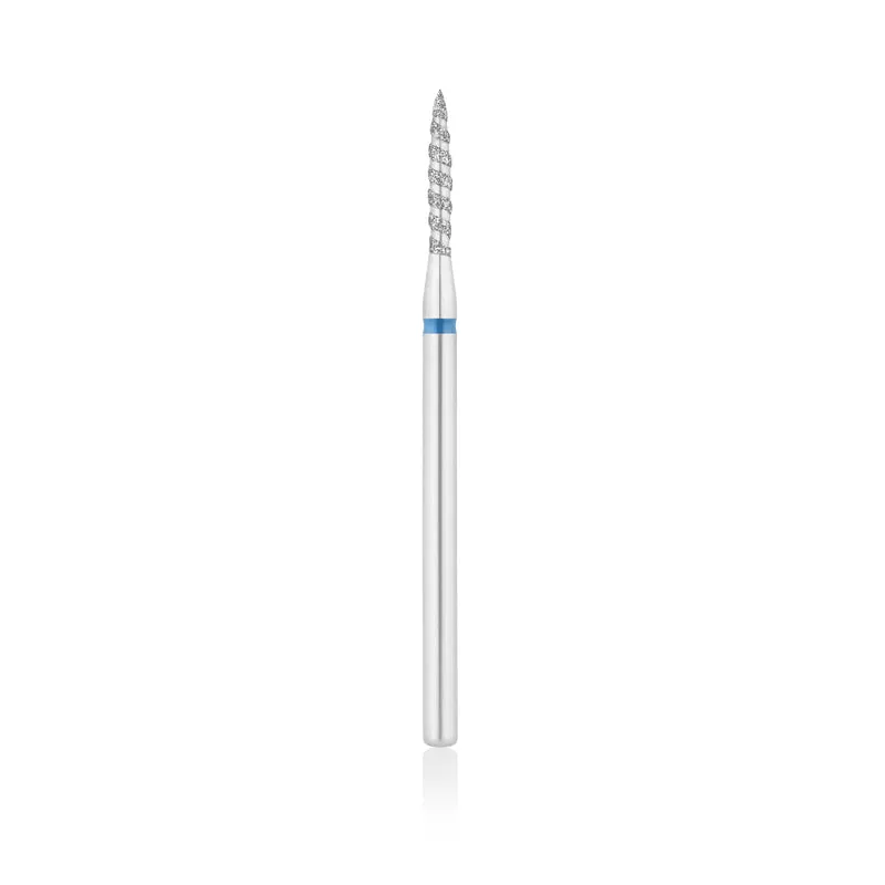 Diamant-Fräser Bit Flammen Form TORNADO scharf L- 12,0 mm., Ø2,1 mm Rot / Blau