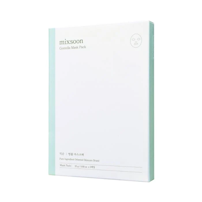 Mixsoon Centella Mask Pack 25g, Soothing Sheet with Asiatica Extract for Hydration and Skin Repair - 5pcs