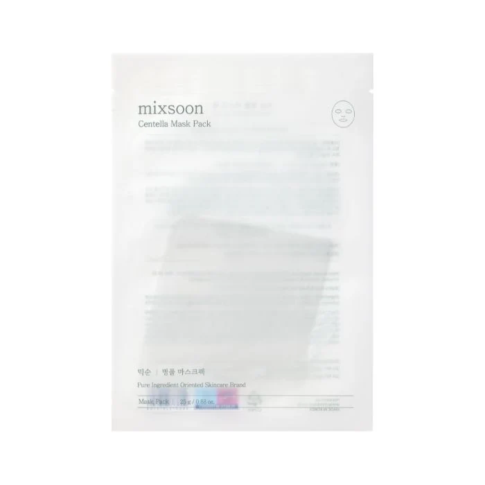Mixsoon Centella Mask Pack 25g, Soothing Sheet with Asiatica Extract for Hydration and Skin Repair - 5pcs