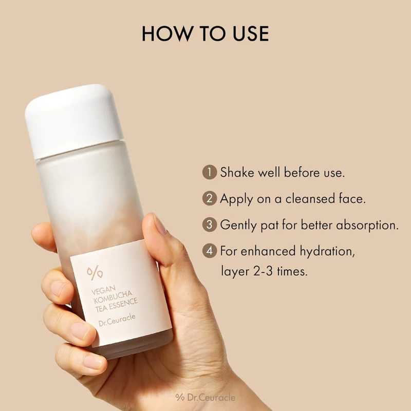 Dr. Ceuracle Vegan Kombucha Tea Essence, Probiotic Hydrating Detox for Glowing Skin - 150ml