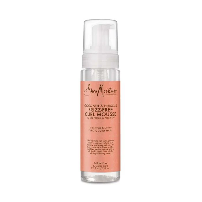Shea Moisture Coconut and Hibiscus Frizz Curl Mousse Lightweight Anti-Frizz Formula 222ml