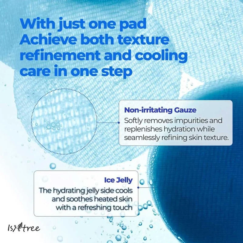 Isntree Ultra Low Molecular Hyaluronic Acid & Zinc Facial Cooling Pads, Pack of 60's