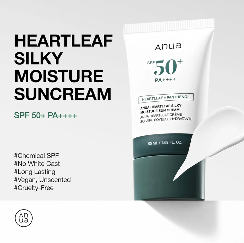 Anua Heartleaf Silky Moisture SP50+ PA++++ Sun Cream 50ml
