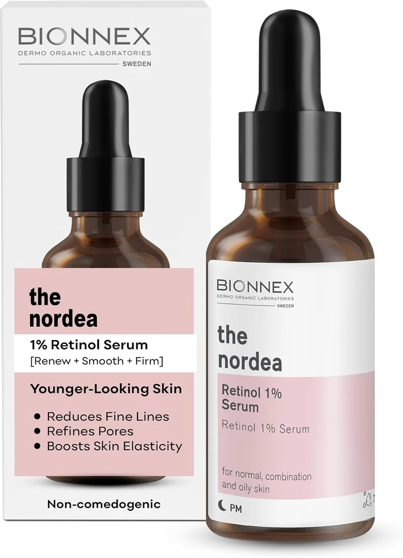 Bionnex The Nordea Retinol 1%, Anti-Aging Face Serum for Wrinkles, Fine Lines and Uneven Texture - 30ml