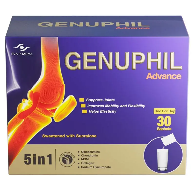 Eva Pharma Genuphil Advance 5-in-1 Joint Support Powder Sachets – Pack of 30