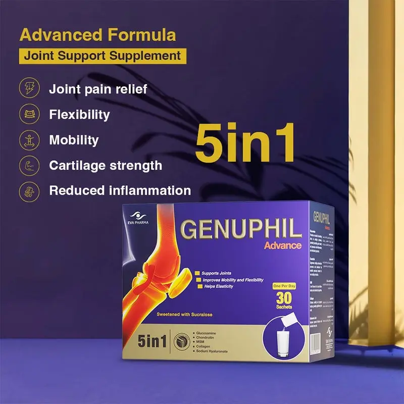 Eva Pharma Genuphil Advance 5-in-1 Joint Support Powder Sachets – Pack of 30