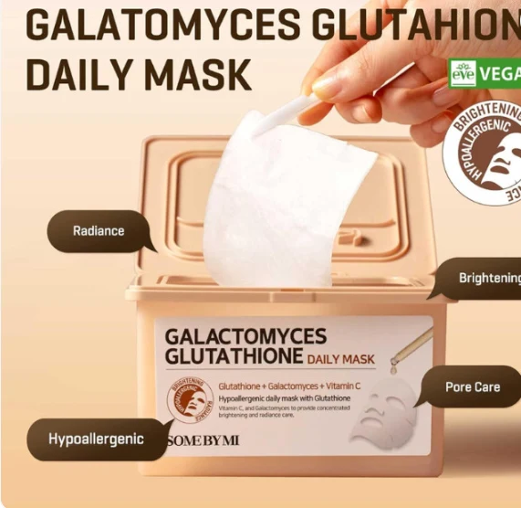 Some By Mi Galactomyces Glutathione Daily Mask – Brightening & Hydrating Facial Sheet Masks 30 s