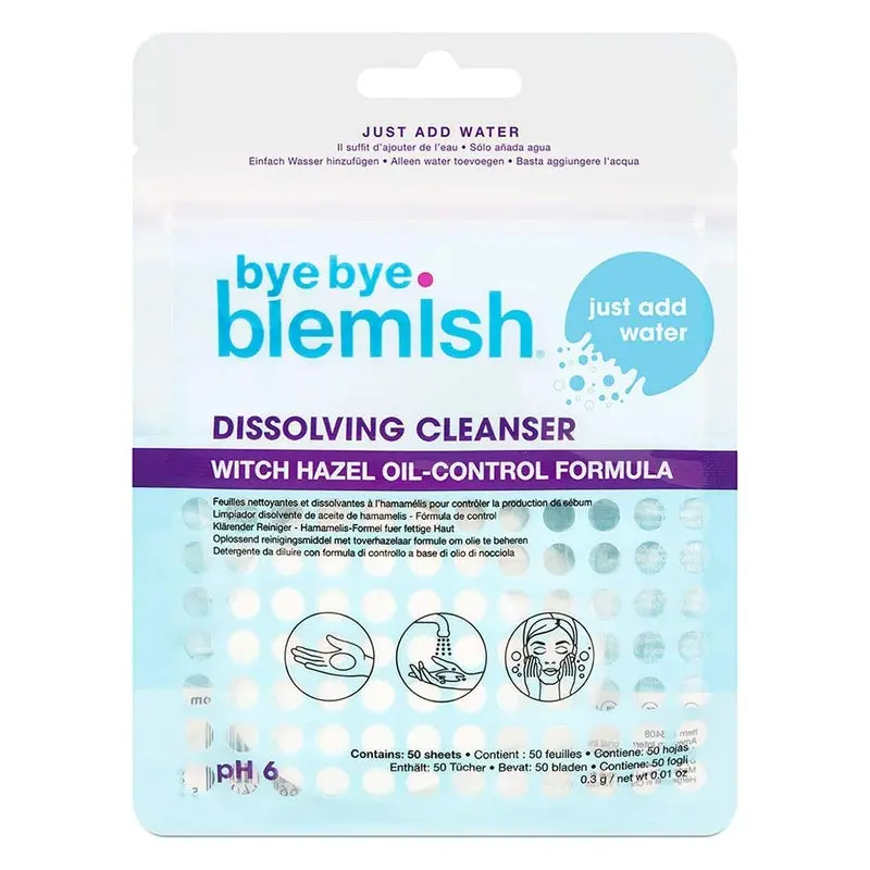 Bye Bye Blemish Dissolving Cleanser Sheets 50's