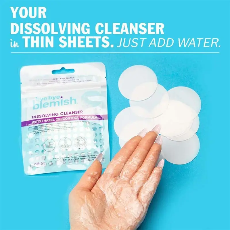 Bye Bye Blemish Dissolving Cleanser Sheets 50's