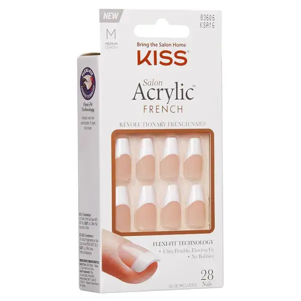 Kiss Salon Acrylic French Nails Medium Coffin KSA16C 29g