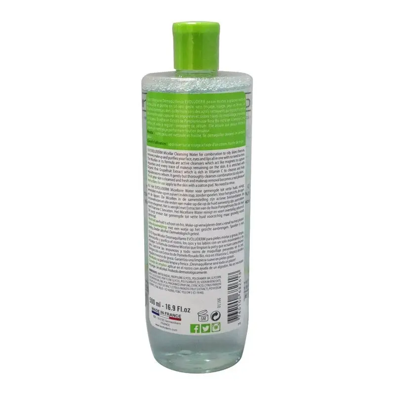 Evoluderm Micellar Water For Combination to Oily Skin 500 mL