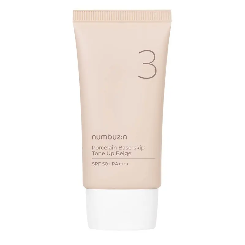 Numbuzin No 3 Porcelain Base Skip Tone Up SPF50+ PA+++ Tinted Sunscreen - Beige Color 50ml