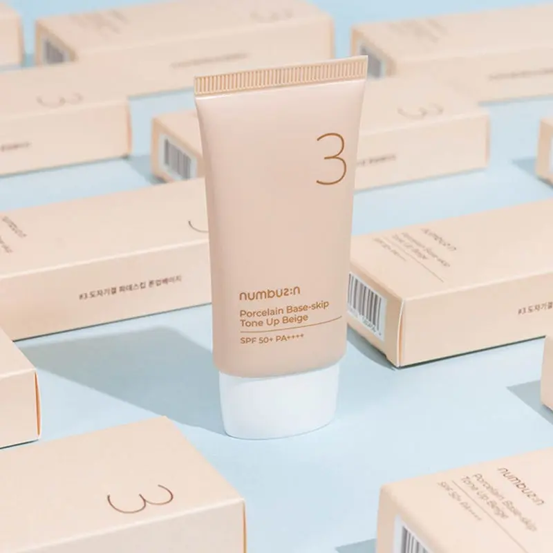 Numbuzin No 3 Porcelain Base Skip Tone Up SPF50+ PA+++ Tinted Sunscreen - Beige Color 50ml
