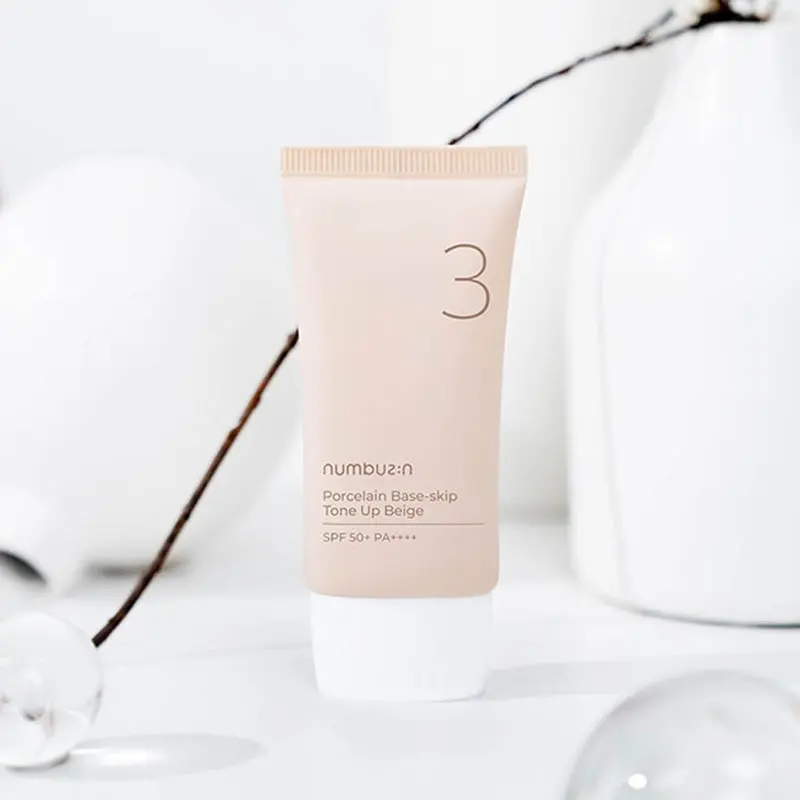 Numbuzin No 3 Porcelain Base Skip Tone Up SPF50+ PA+++ Tinted Sunscreen - Beige Color 50ml