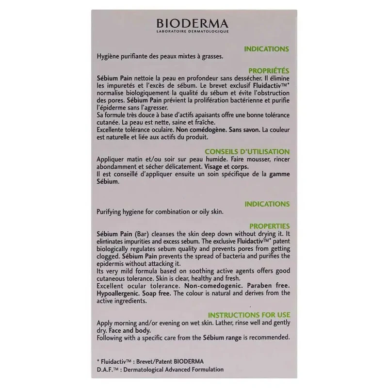 Bioderma Sebium Pain Purifying Cleansing Bar Combination To Oily Skin 100gm