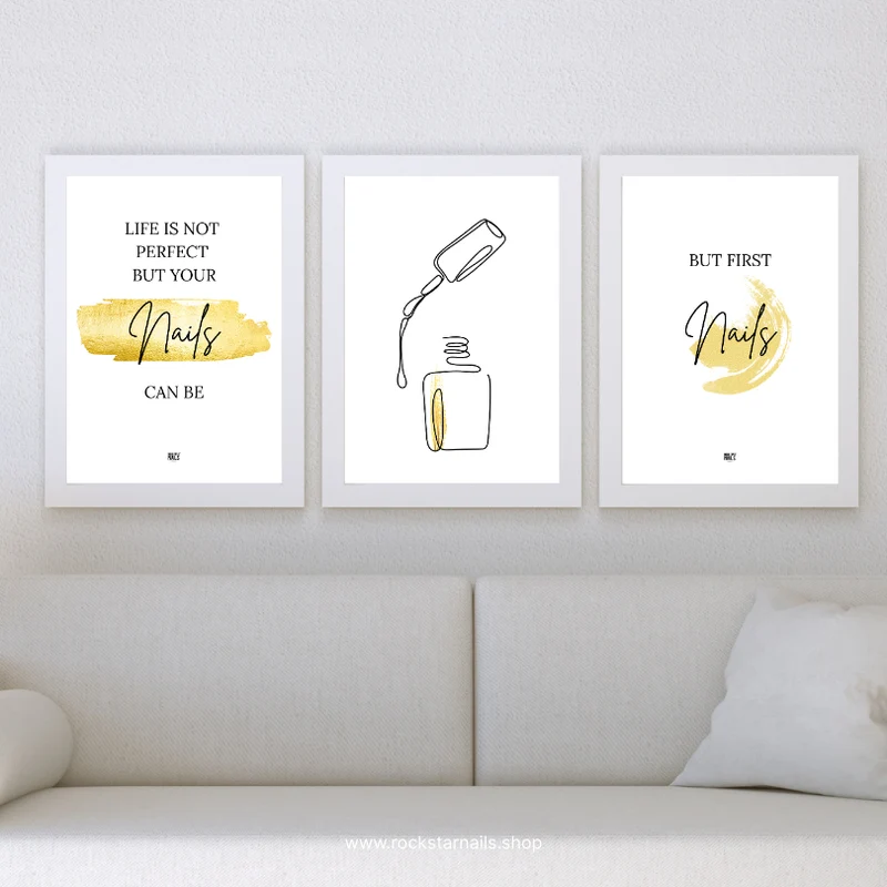 3er Poster Set - golden Nails - Druckdatei