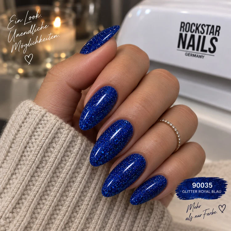 3in1 UV Gellack - 90035 - glitter royal blau